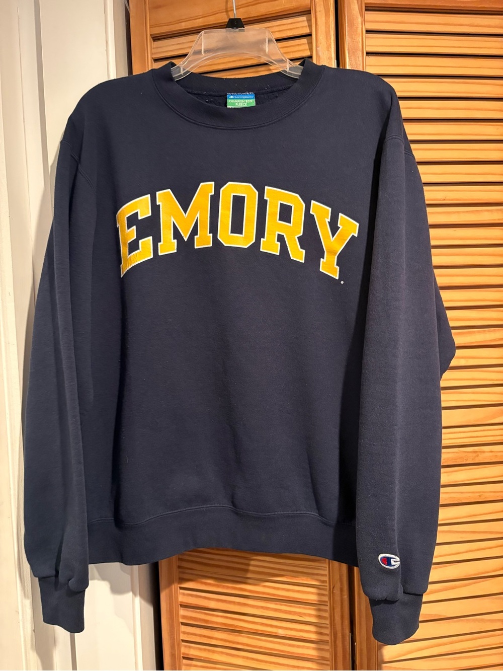 Vintage Champion Eco Fleece Emory University Sweatshirt Navy Blue Size M Y2K